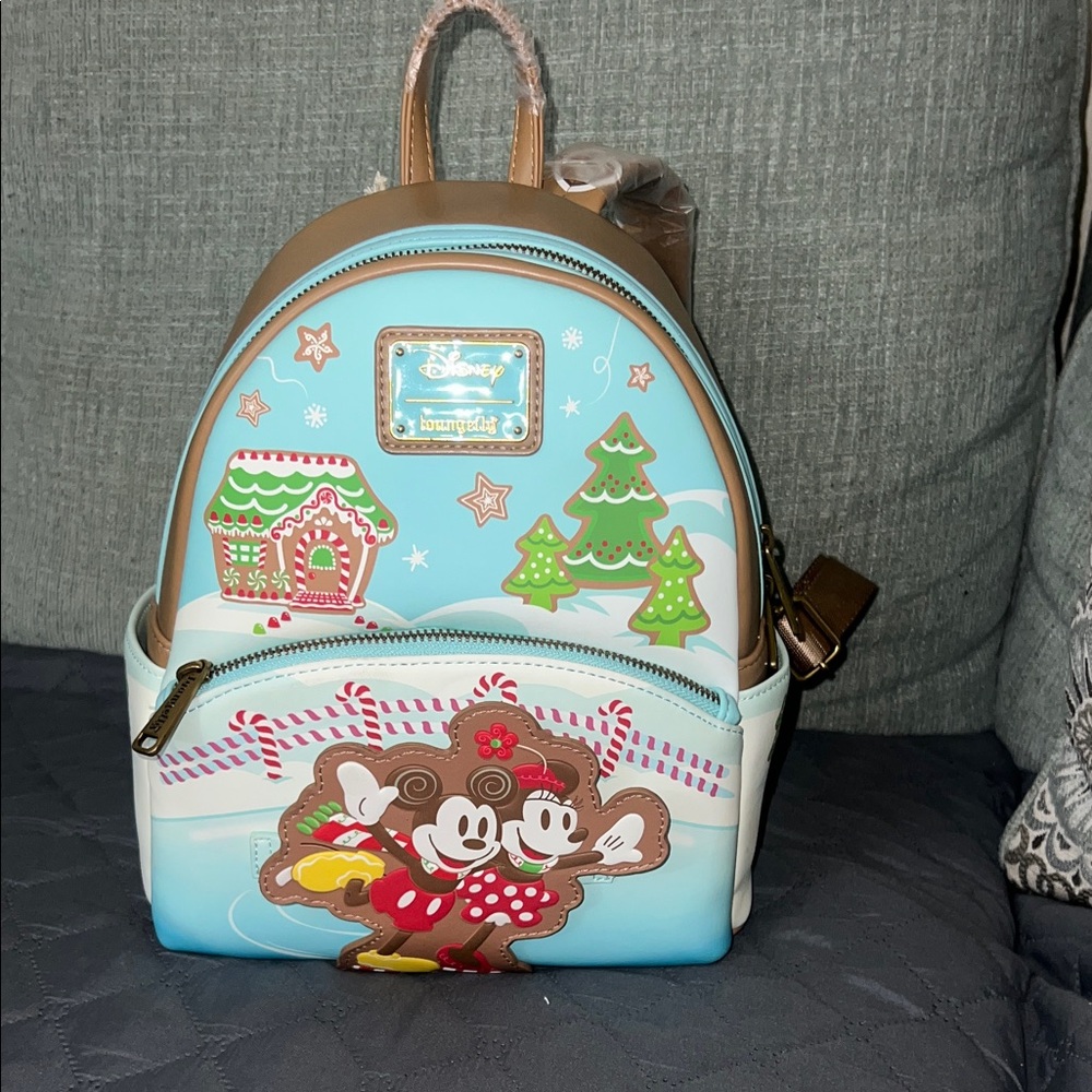 Loungefly Disney Holiday Backpack - Light Blue and Brown